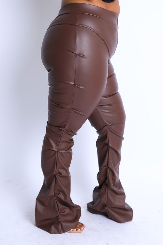 Tuck Detailed PU Leather Pants