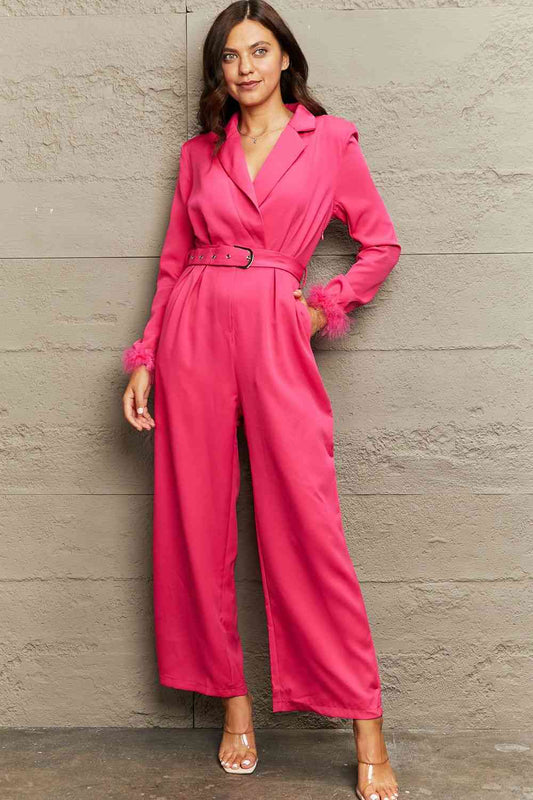 Lapel Collar Long Sleeve Jumpsuit