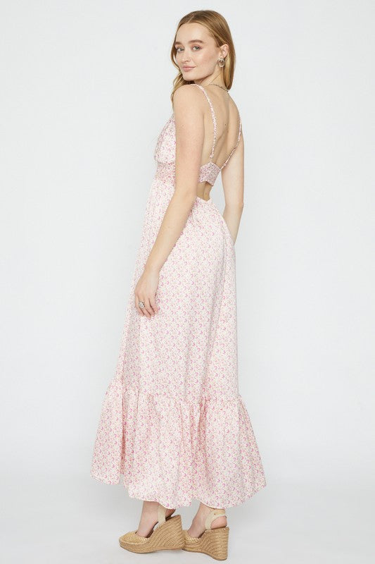 PRINTED SATIN MAXI DRESS