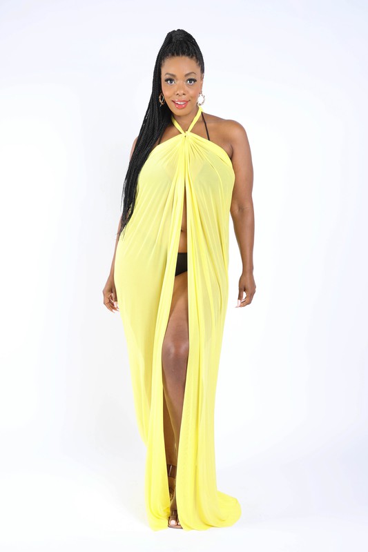 Haltered Front Slit Maxi Coverup