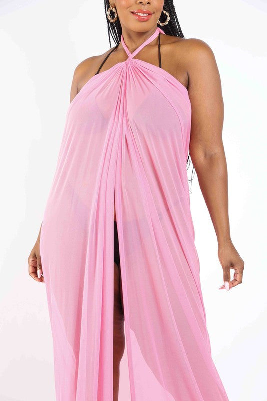 Haltered Front Slit Maxi Coverup