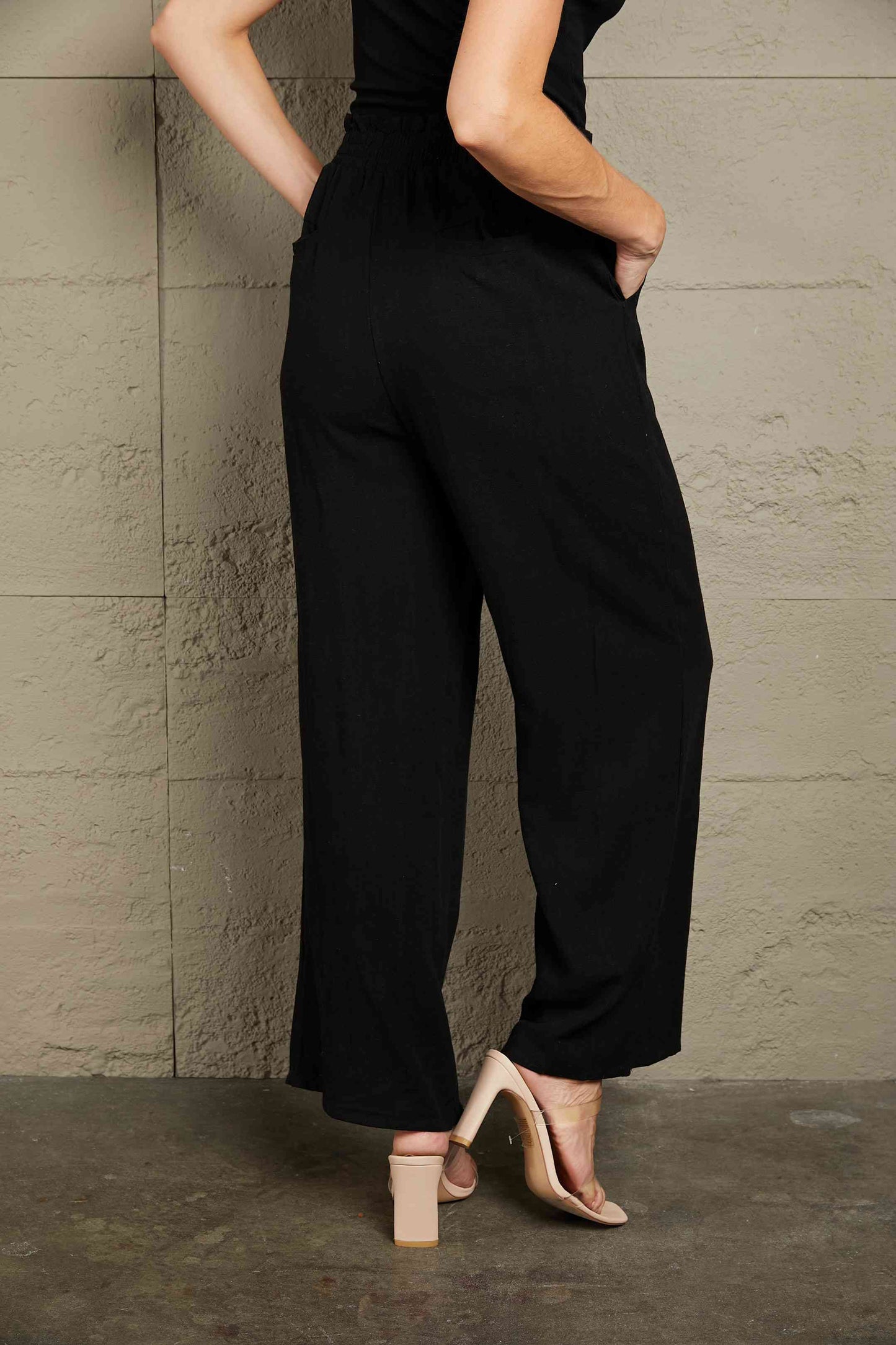 Double Take Elastic Waist Straight Leg Pants with Pockets