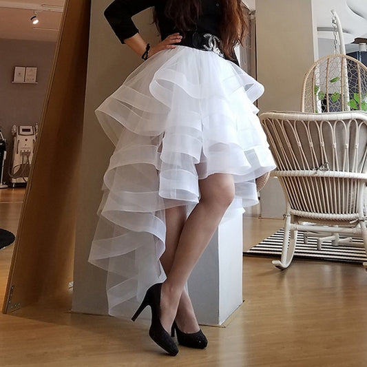Tiered Ruffle Women's Skirts High Low Sexy Party Prom Skirt