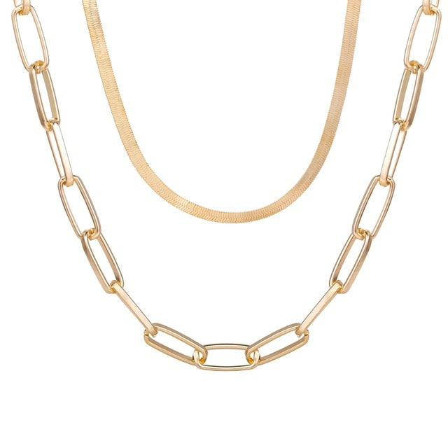 Chic Pendant Necklaces - Chunky Chain Choker - Multilayered Necklaces