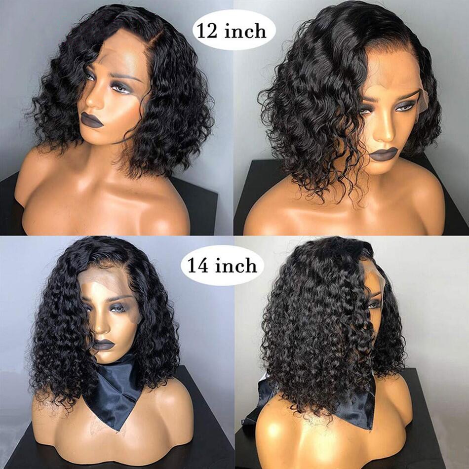 Short Bob Wig Water Wave Lace Front Human Hair Wigs 13x4 Brazilian Bob Lace Front Wigs Pixie Cut Bob Curly Human Hair Wig