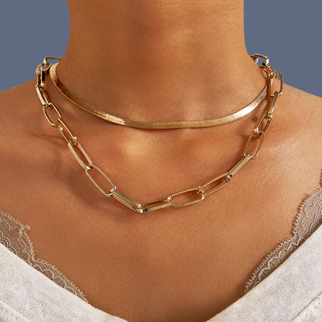 Chic Pendant Necklaces - Chunky Chain Choker - Multilayered Necklaces