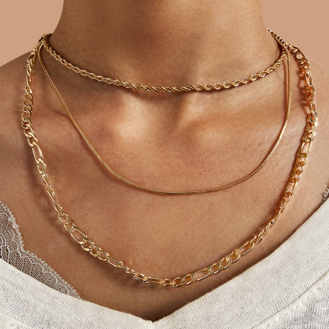 Chic Pendant Necklaces - Chunky Chain Choker - Multilayered Necklaces