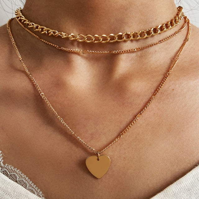 Chic Pendant Necklaces - Chunky Chain Choker - Multilayered Necklaces