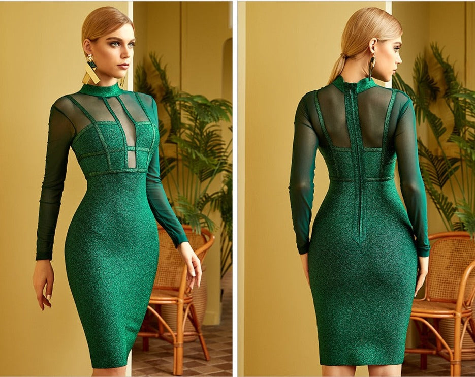 Sexy Lace Long Sleeve Bandage Dress