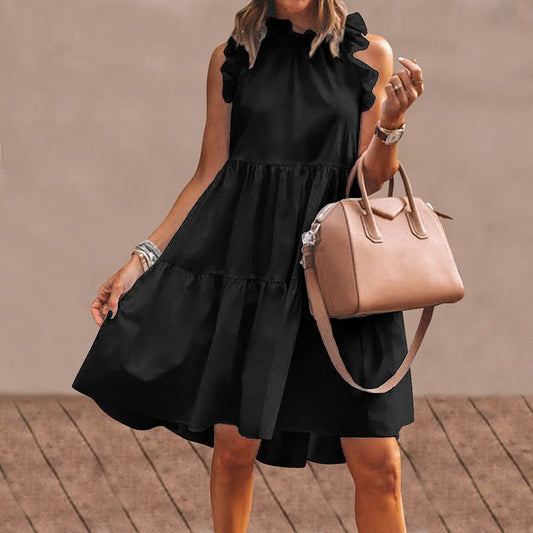 Short Dress Women Sexy Sleeveless Ruffled Dress 2020 Summer Beach Holiday Sundress Bohemian Vestidos Plus Size Robe