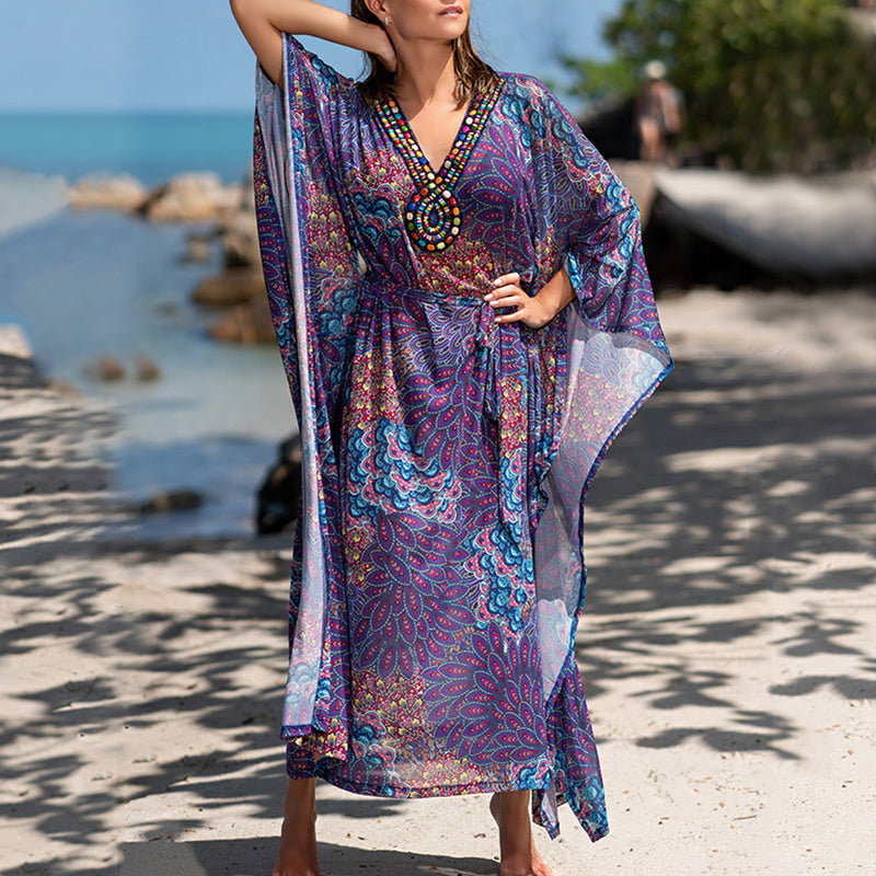 Chiffon Beach Cover up Maxi Dress