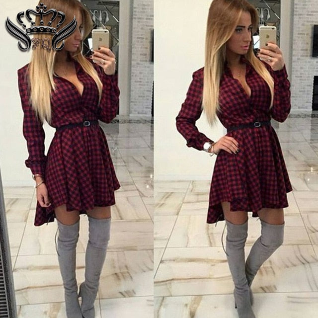 Sexy Club Dress 2020 New autumn fashion Women Shirt Dress Small dots Printed Fashion Irregular Long Sleeve Mini Vestidos dresses