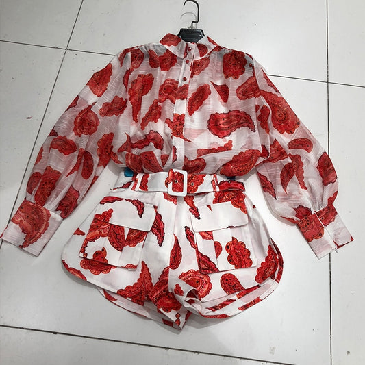 Two-Piece Loose Print Long Lantern Sleeve