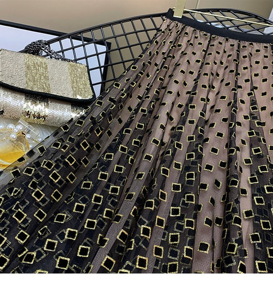 High Waist elegant Tulle Print Skirt
