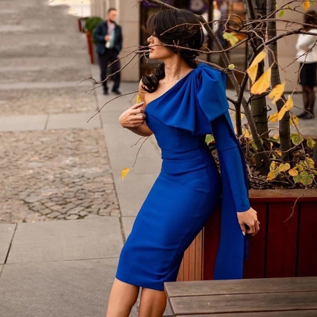 One Shoulder Bodycon Bandage Dress Women Sexy