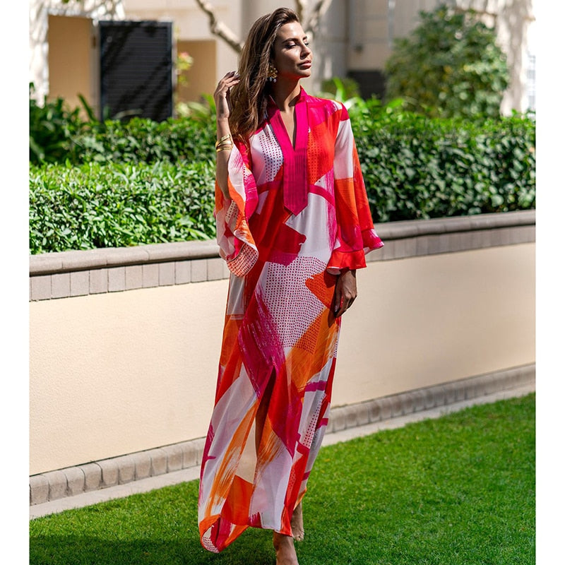 Chiffon Beach Cover up Maxi Dress