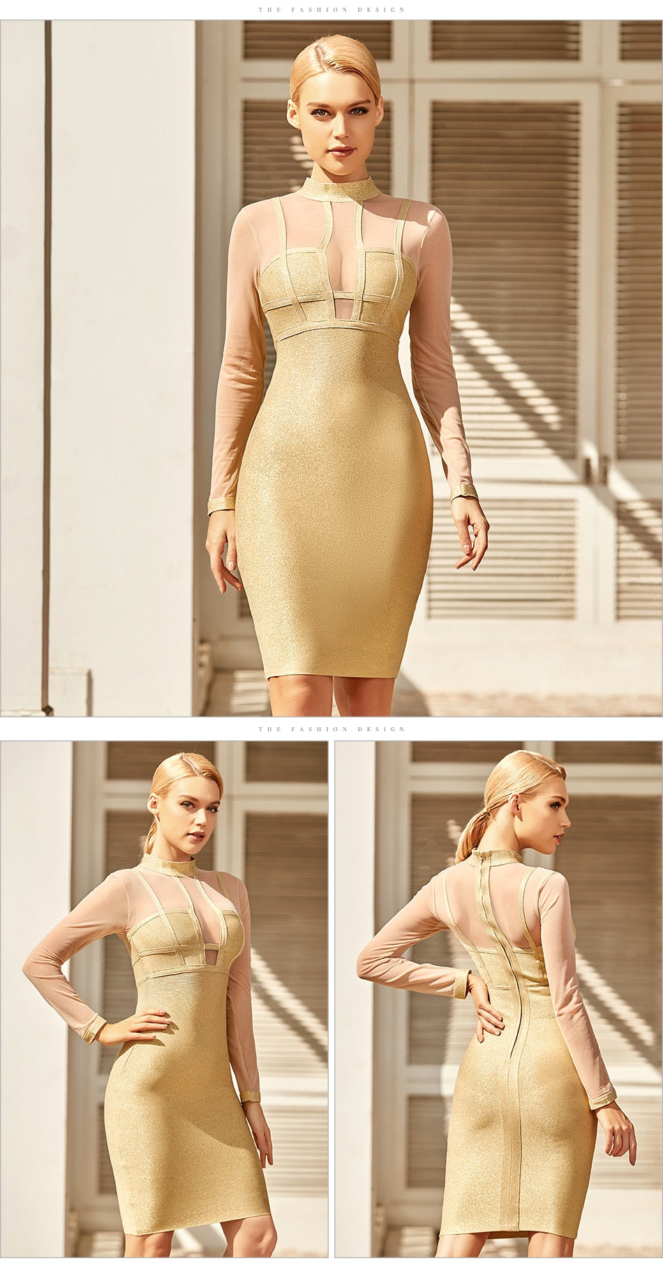 Sexy Lace Long Sleeve Bandage Dress