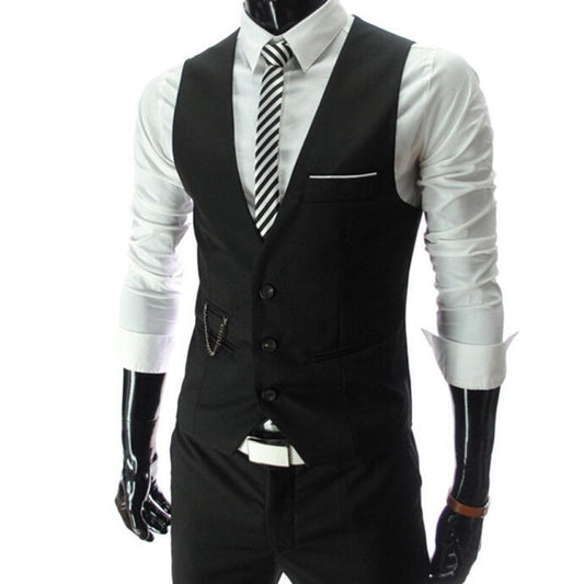 HANQIU - Dress Vests For Men Slim Fit Mens