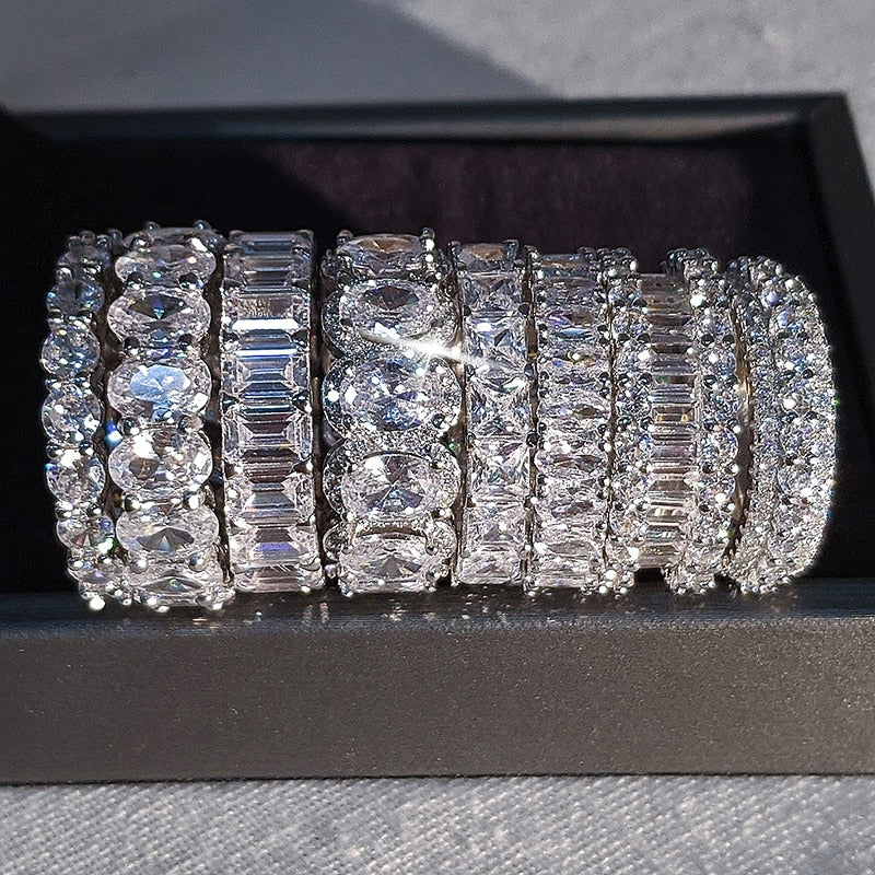 luxury 925 sterling silver wedding band eternity ring for women big gift for ladies love wholesale lots bulk jewelry R4577