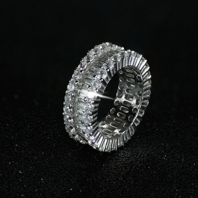 luxury 925 sterling silver wedding band eternity ring for women big gift for ladies love wholesale lots bulk jewelry R4577