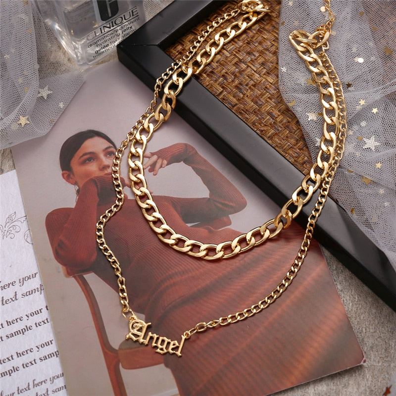 Multi-layered Coin Chain Choker Necklaces