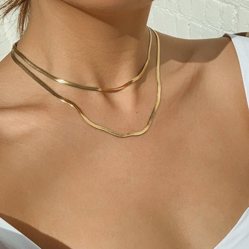 Multi-layered Coin Chain Choker Necklaces