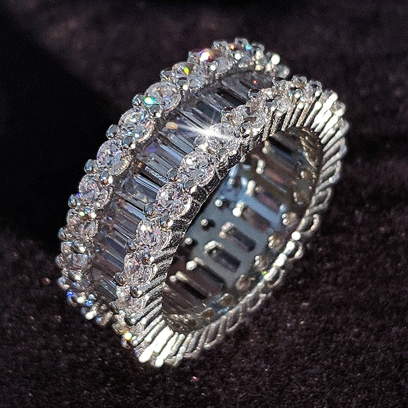luxury 925 sterling silver wedding band eternity ring for women big gift for ladies love wholesale lots bulk jewelry R4577