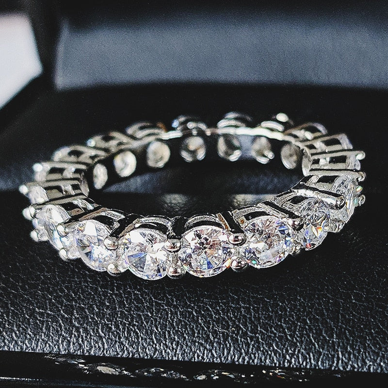 luxury 925 sterling silver wedding band eternity ring for women big gift for ladies love wholesale lots bulk jewelry R4577