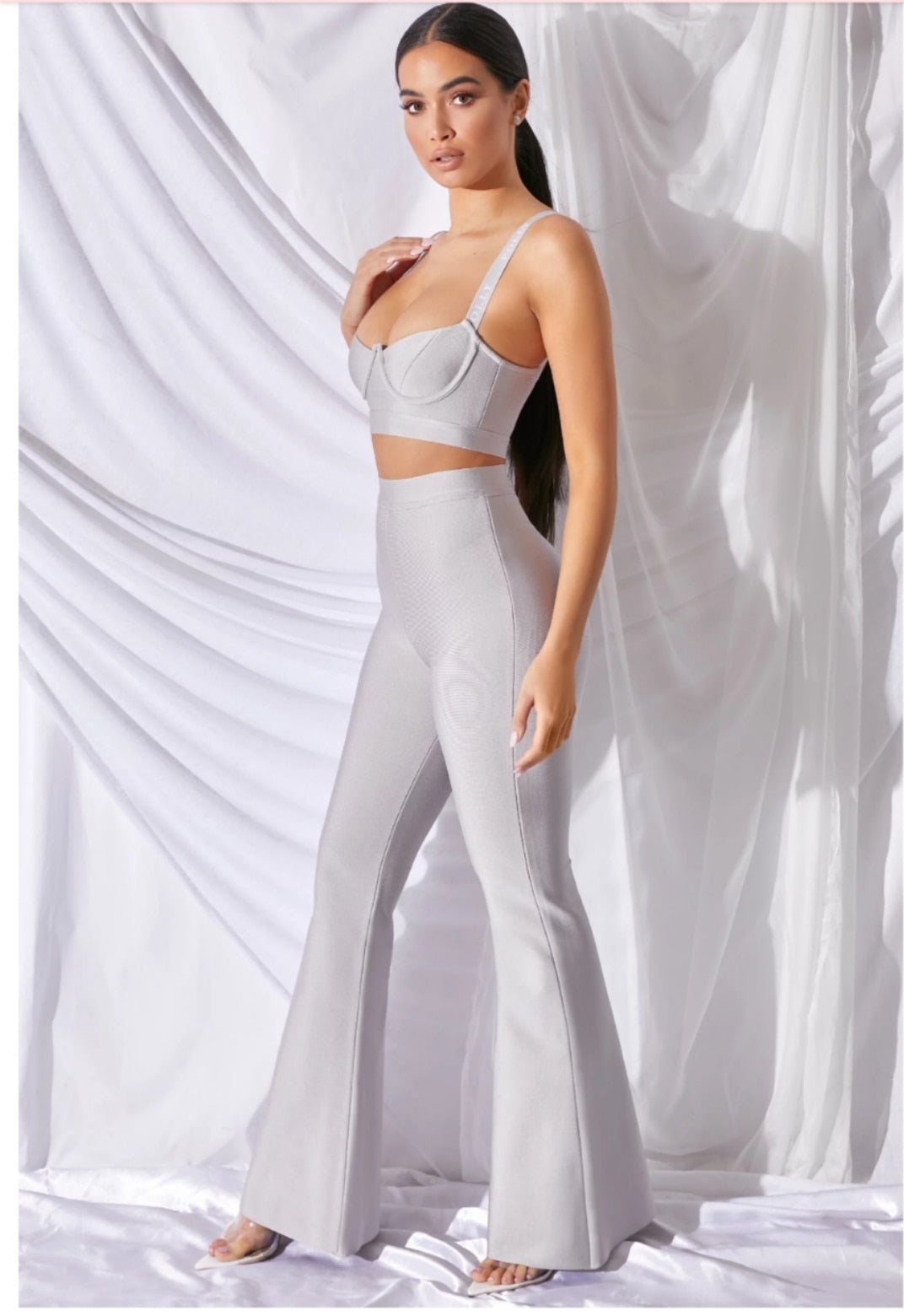 Strap Sleeveless Bustiers & Long Bell-Bottoms Trousers