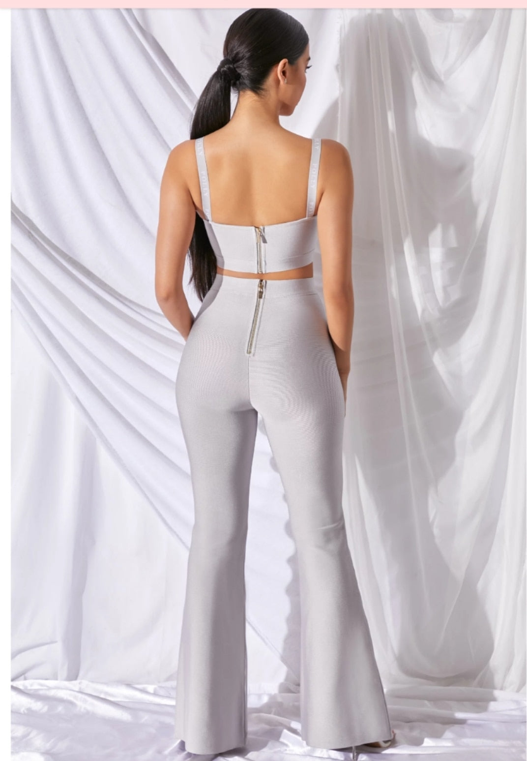 Strap Sleeveless Bustiers & Long Bell-Bottoms Trousers