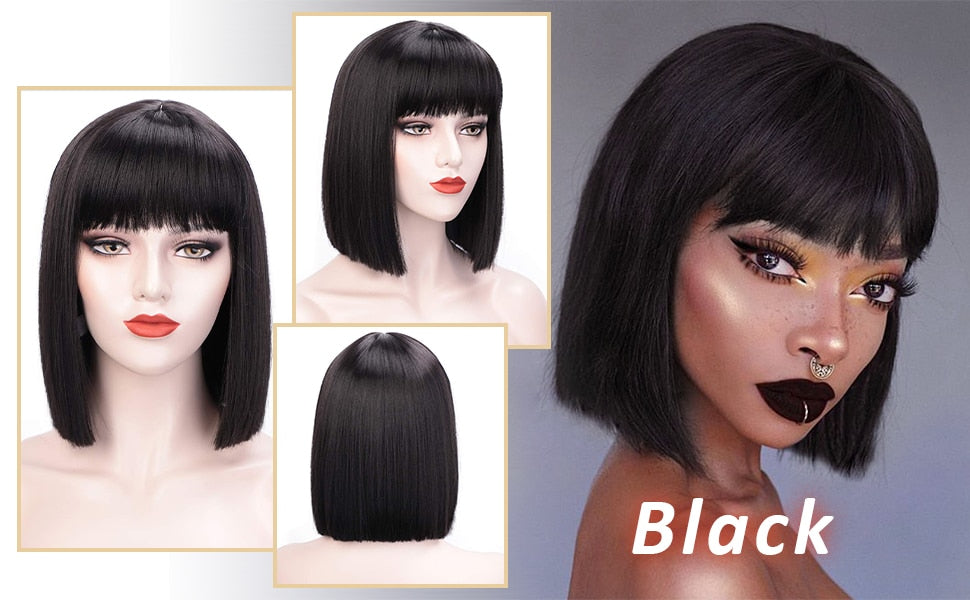 AISI HAIR Short Synthetic Bob Wigs Shoulder Length