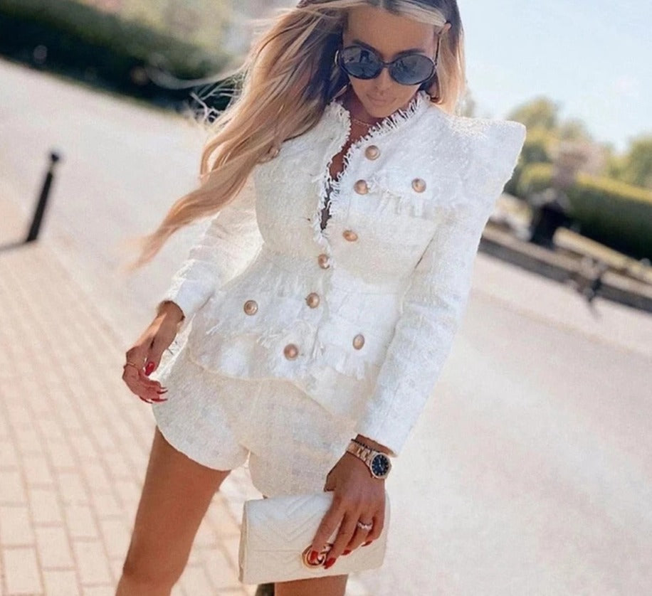 Long Sleeve Jacket and Shorts Set