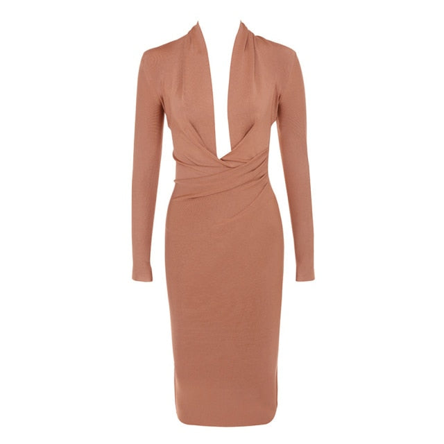 Deep V Neck Women Bandage Dress