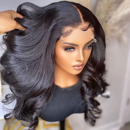 Transparent Body Wave Lace Front Wig 220 Raw Wavy Human Hair Lace Front Wigs Pre Plucked Body Wave Frontal 4x4 Lace Closure Wigs