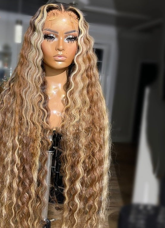 Pre-Plucked Deep Wave Transparent Lace Frontal Wigs