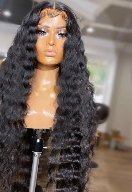 Pre-Plucked Deep Wave Transparent Lace Frontal Wigs