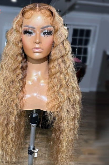 Pre-Plucked Deep Wave Transparent Lace Frontal Wigs